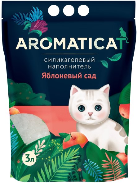 AromatiCat Яблоневый сад - Силикагелевый наполнитель для кошачьего туалета с ароматом