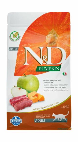 Farmina N&D GF Pumpkin - Сухой корм для кошек, оленина и яблоко с тыквой 5 кг