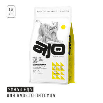 AJO Very Small Adult - Сухой корм для взрослых собак миниатюрных пород, с Индейкой, Ягненком и Гречкой