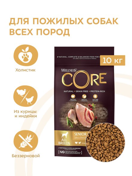 Core - Корм из индейки с курицей для пожилых собак всех пород