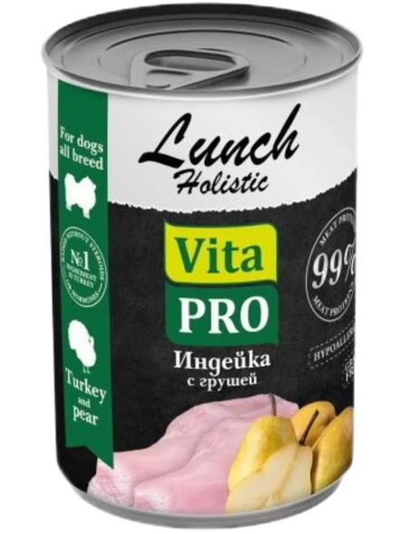 Vita Pro Lunch - Консервы для собак, индейка с грушей