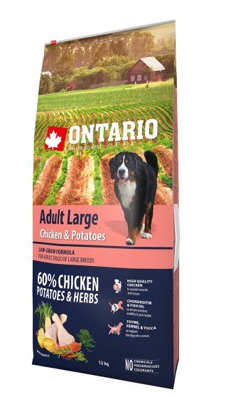 Ontario - Сухой корм для собак крупных пород с курицей и картофелем