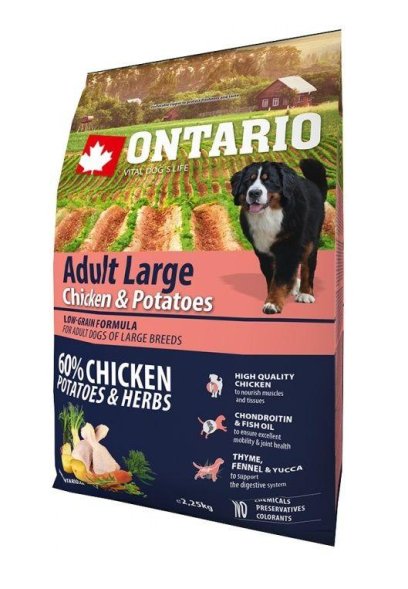 Ontario - Сухой корм для собак крупных пород с курицей и картофелем
