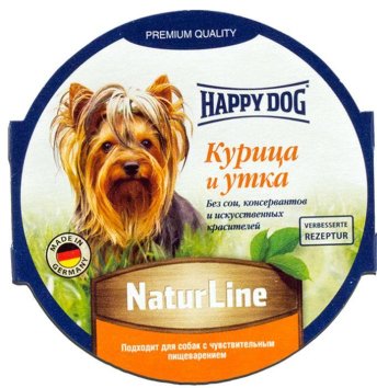Happy Dog - Нежный мясной паштет для собак - утка и курица 85 гр