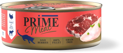 Prime Meat - Консервы для кошек, индейка с телятиной, филе в желе, 100 гр Prime Meat - Консервы для кошек, индейка с телятиной, филе в желе, 100 гр