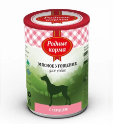 Родные Корма - Консервы мясное угощение для собак с сердцем, 340 г