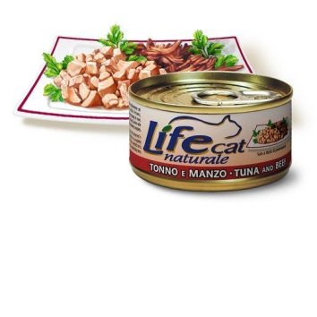 LifeCat - Консервы для Кошек с тунцом и говядиной в бульоне 70 гр
