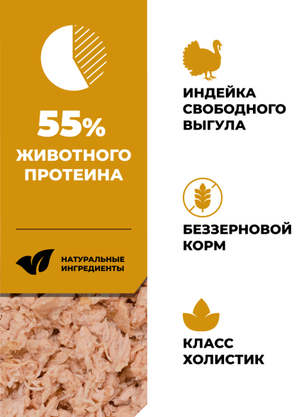 Go&amp;#039;Kitchen - Беззерновые консервы для щенков и собак с чувствительным пищеварением, с индейкой 100гр