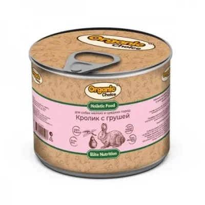 Organic Choice - Консервы для собак мелких и средних пород, кролик с грушей 240 гр