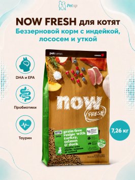 Now Fresh Kitten - Сухой беззерновой корм для котят, с индейкой, лососем и уткой
