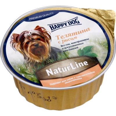 Happy Dog - Нежный мясной паштет для собак - телятина и рис 85 гр