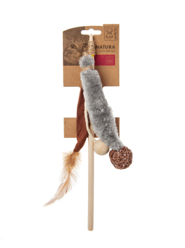 M-Pets - Удочка-дразнилка для кошек NATURA Trio, 35 см