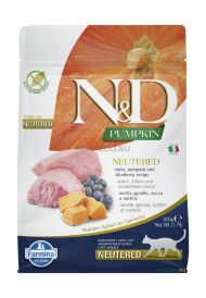 Farmina N&D GF PUMPKIN - Сухой корм для стерилизованных кошек, ягненок с черникой и тыквой 