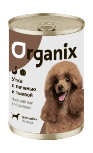 Organix - Консервы для собак, Сочная утка с печенью и тыквой