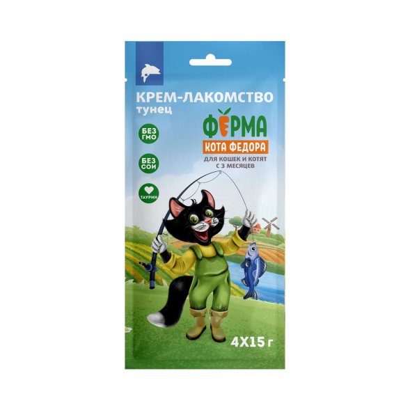 Ферма кота Федора - Крем-лакомство для кошек и котят из тунца 4 шт х 15 г