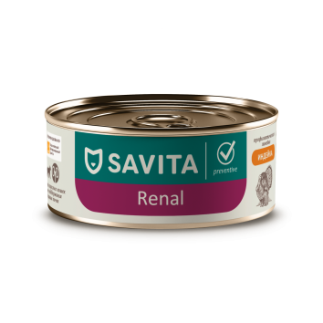 Savita Renal - консервы для кошек с индейкой, Поддержание здоровья почек, профилактика, 100 гр