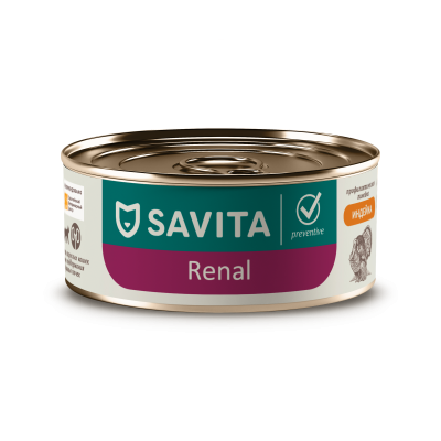 Savita Renal - консервы для кошек с индейкой, Поддержание здоровья почек, профилактика, 100 гр