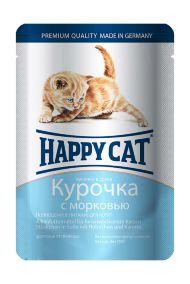 Happy Cat - Кусочки в желе для кошек "Курочка с морковью" 100гр
