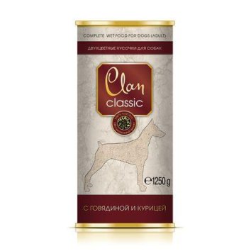 Clan - Консервы для собак кусочки в соусе с говядиной и курицей 1250г