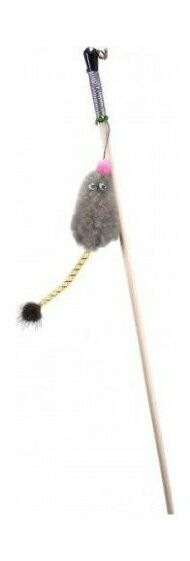 GoSi - Махалка-трубочка, Мышь на веревке с хвостом, с мятой, серый мех с норкой