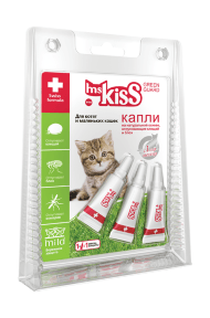 Ms. Kiss Green Guard - Капли репеллентные  для котят и мелких кошек до 2 кг , 3шт по 1 мл