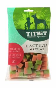 TiTBiT - Лакомства для собак, пастила мясная с говядиной и яблоком