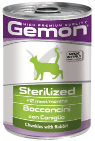 Gemon Cat Sterilised - Консервы для стерилизованных кошек кусочки кролика 415г