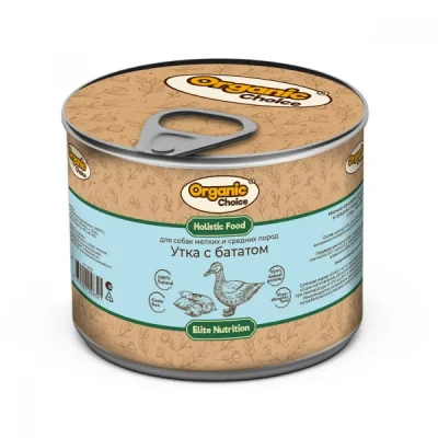 Organic Choice - Консервы для собак мелких и средних пород, утка с бататом 240 гр Organic Choice - Консервы для собак мелких и средних пород, утка с бататом 240 гр