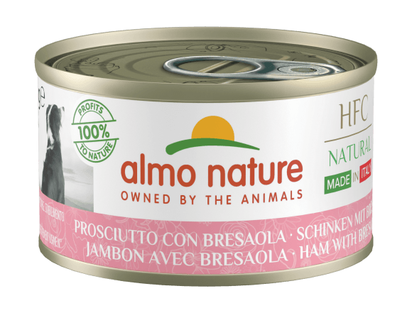 Almo Nature Итальянские рецепты - Консервы для собак, Ветчина и Говядина Брезаола 95гр
