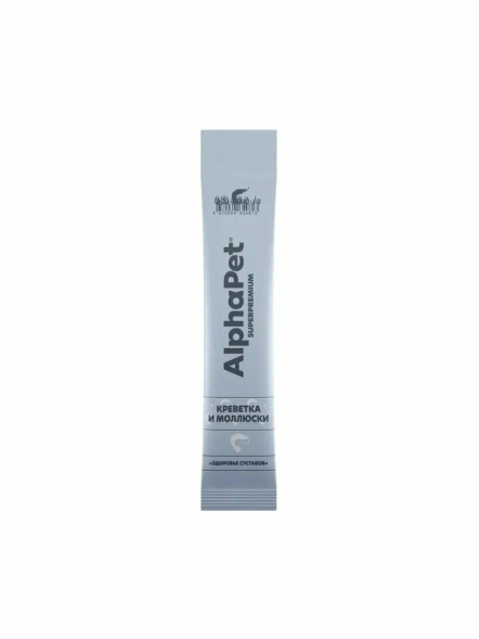 AlphaPet СуперПремиум - Крем - лакомство для кошек с креветкой и моллюсками, 4x12гр