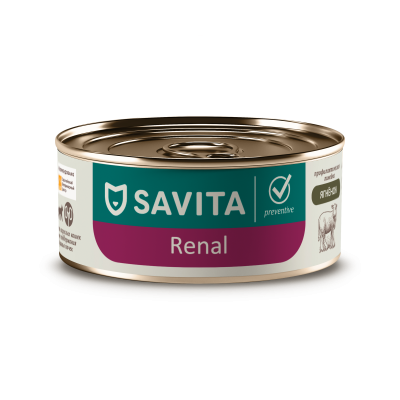 Savita Renal - консервы для кошек с ягненком, Поддержание здоровья почек, профилактика, 100 гр