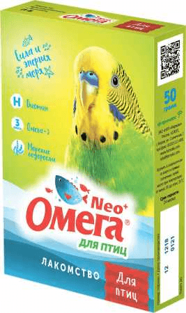 Омега NEO+ - Лакомство для птиц, с Биотином, гранулы, 50г