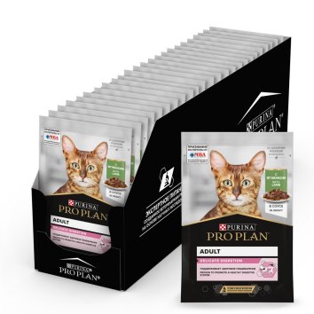 Purina Pro Plan Nutri Savour - Влажный корм для взрослых кошек с чувствительным пищеварением или с особыми предпочтениями в еде, с ягненком в соусе 85гр