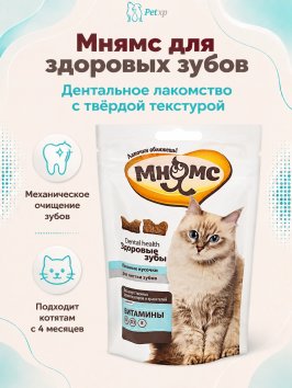 Мнямс - Хрустящие подушечки для кошек &amp;quot;Здоровые зубы&amp;quot; 60 г