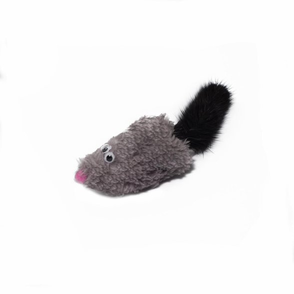 Tappi - Игрушка для кошек, мышка с кошачьей мятой и хвостом из натурального меха норки, серая