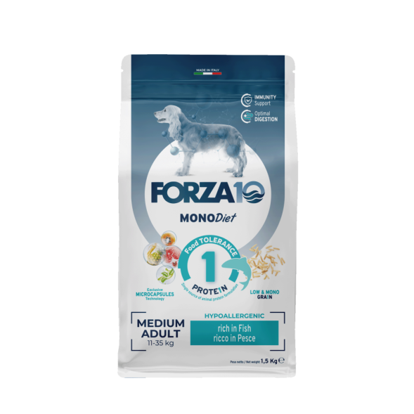 Forza10 - MonoDiet (МоноДиета) - Сухой корм для взрослых собак средних пород, с Рыбой