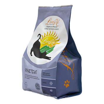 LiveRA Sensitive - Сухой корм для взрослых кошек с чувствительным пищеварением, индейка с рисом