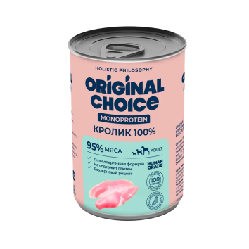 Original Сhoice Monoprotein (Монопротеин) - Консервированный корм для собак всех пород, Кролик 340 гр