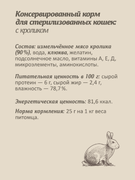 Savita - Консервы для стерилизованных кошек с кроликом, 100гр