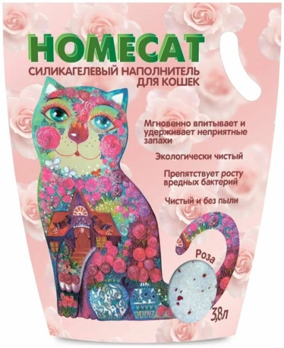 Homecat - Силикагелевый наполнитель для кошачьих туалетов, с ароматом розы