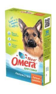 Омега NEO+ - Лакомство для собак, Крепкое Здоровье, с Морскими Водорослями, 90 таб.