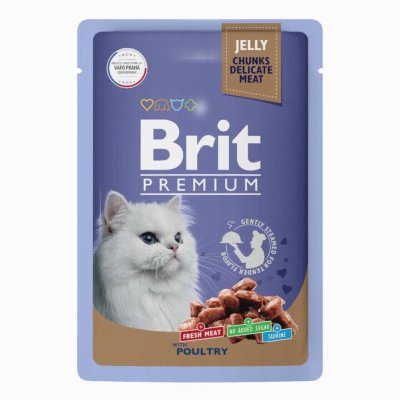 Brit - Пауч для взрослых кошек, Ассорти из птицы, в желе, 85 гр Brit - Пауч для взрослых кошек, Ассорти из птицы, в желе, 85 гр