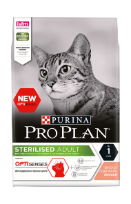 Pro Plan Optisenses Sterilised - Сухой корм для стерилизованных кошек с лососем, для поддержания органов чувств