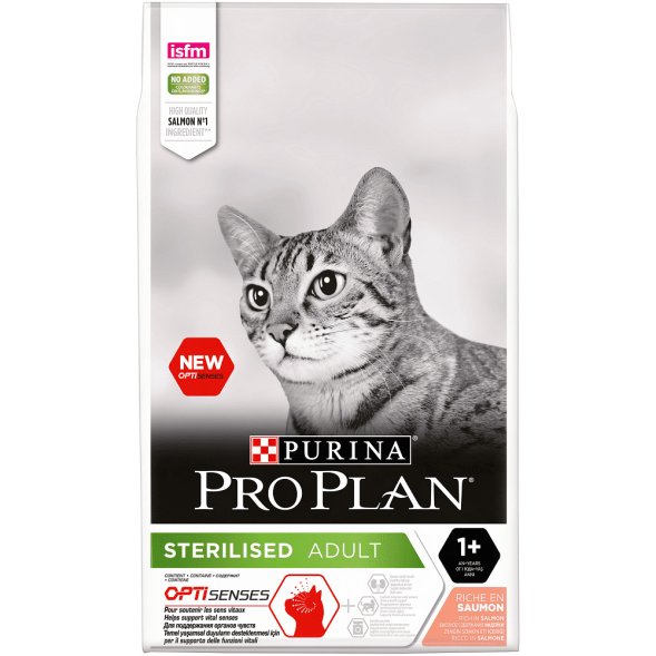 Pro Plan Optisenses Sterilised - Сухой корм для стерилизованных кошек с лососем, для поддержания органов чувств