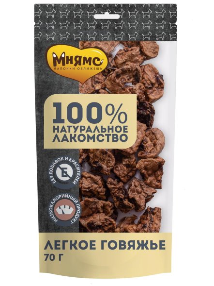 Мнямс - Лакомство для собак, Легкое Говяжье, 70г