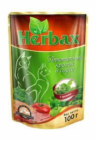Herbax - консервы для кошек, Аппетитный кролик с травами в соусе, 100гр
