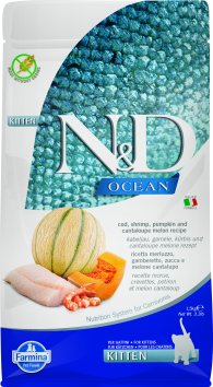 Farmina N&amp;amp;D Ocean - Сухой корм для котят, Треска, Креветка, Тыква, Дыня