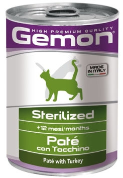 Gemon Cat Sterilised - Консервы для стерилизованных кошек паштет индейка 400г