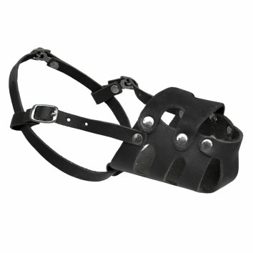 Tappi - Намордник кожаный для собак, сид, цельнокроеный, черный