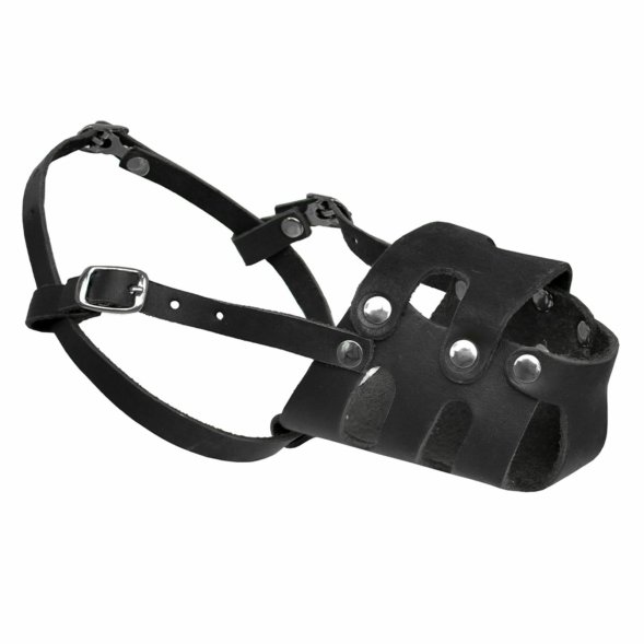 Tappi - Намордник кожаный для собак, сид, цельнокроеный, черный